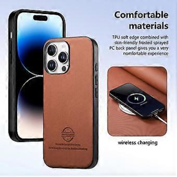 För iPhone 14 Pro Skal Tygtextur Läder+PC+TPU Anti-Drop Telefonskal - Brun (Brun)