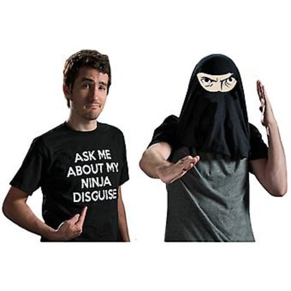 Flip Mask Fun Kortærmet Åndbar Rundhals Sommertop Til Kvinder Mænd (130 Sort Ninja)