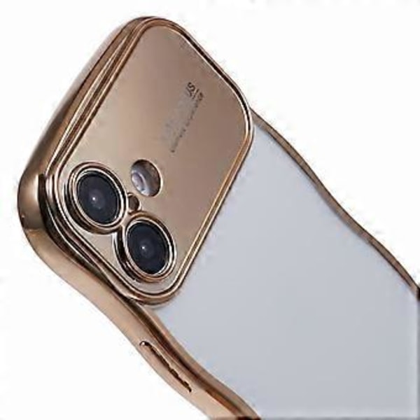 iPhone 16 -kuori, galvanoidulla kiharakehyksellä, TPU, läpinäkyvä puhelinkuori (Tyyli D)