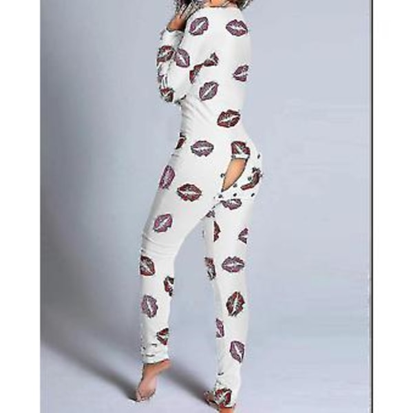 Butt Flap Lingerie Jumpsuit Kvinder Onesie Pyjamas Bagside Knapper Bodycon Nattøj Voksne Onesies Combinaison Pyjama Femme-yky L A