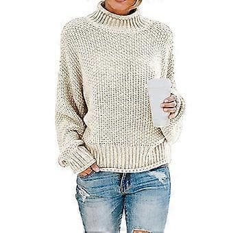 Dame Turtleneck Batwing Erme Oversized Genser S Hvit(M Hvit)