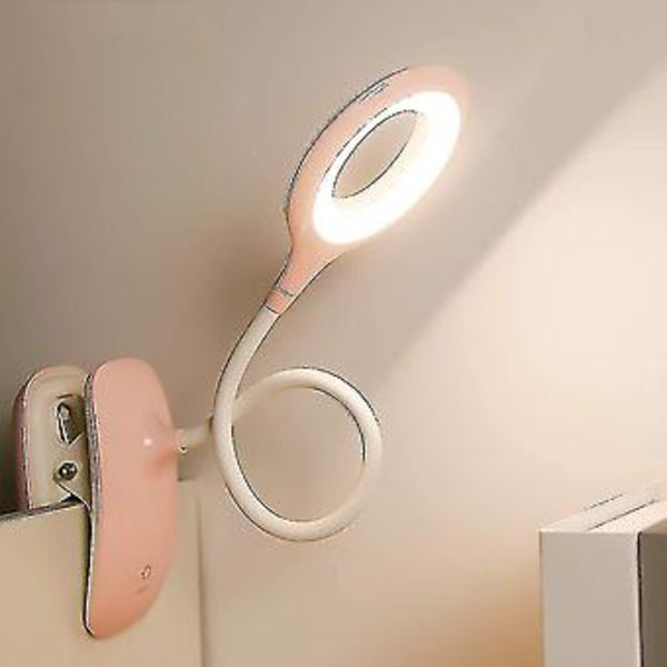 Led Klips-på Læselampe Dæmpbar Øjenbeskyttelse Bordlampe A (Pink)