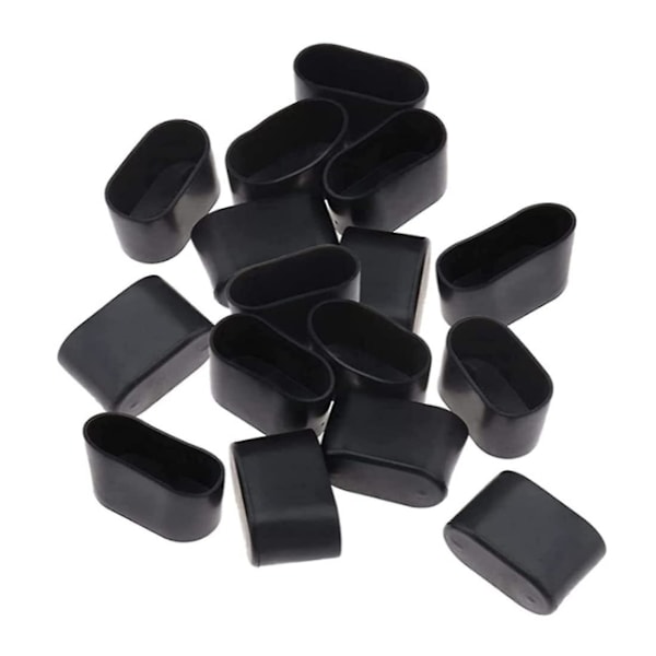 16 st ovala möbelfotsskydd i gummi, bords- och stolsbensöverdrag, golvskydd, svarta, 20 x 40 mm