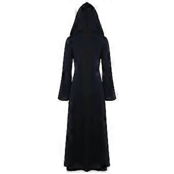 Dame Plus Size Halloween Hætteklædte Snøre Patchwork Langærmet Lang Kjole (M Khaki)