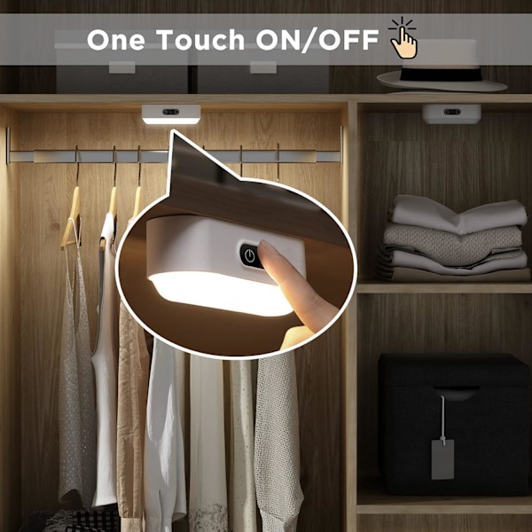 LED-skaplampe Dimbar Oppladbar 2000mAh Trådløs, LED-stripe
