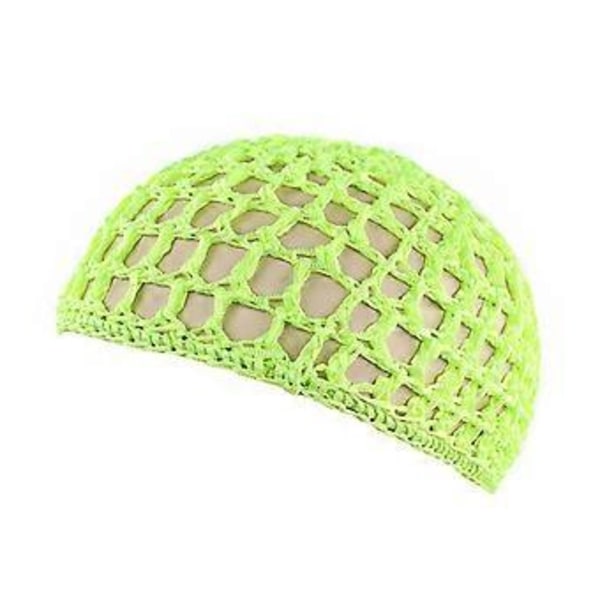 Mesh Crochet Hårnet Rayon Knit Snood Hat Tyk Kort Kvinder Hårnet Snoods (Fluorescerende Grøn)