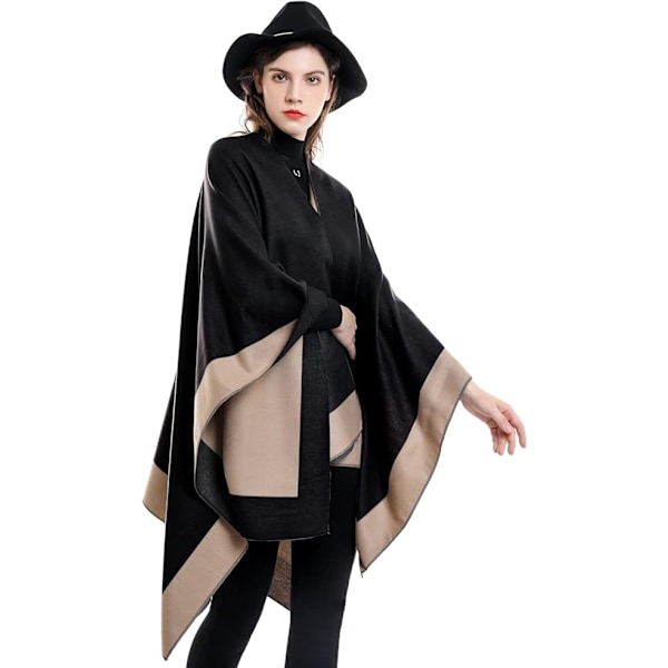 Elegant Sjal med Öppen Framkant, Mjuk Poncho för Kvinnor, Lämplig för Vår, Höst och Vinter