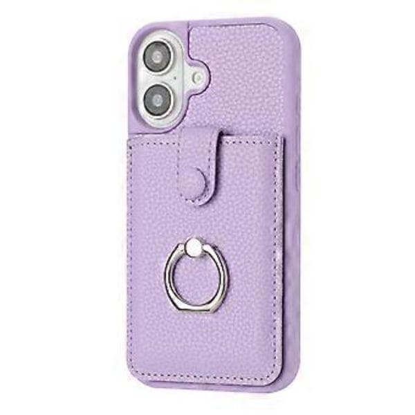 iPhone 16 Plus -kotelo, korttipaikat, nahkainen takakansi ja rengaspidike (tyyli B)