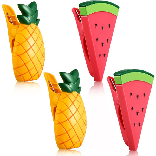 4 st strandhandduksklippar stolshållare bärbara handdukshållare för semesterpool (ananas och vattenmelonstil)