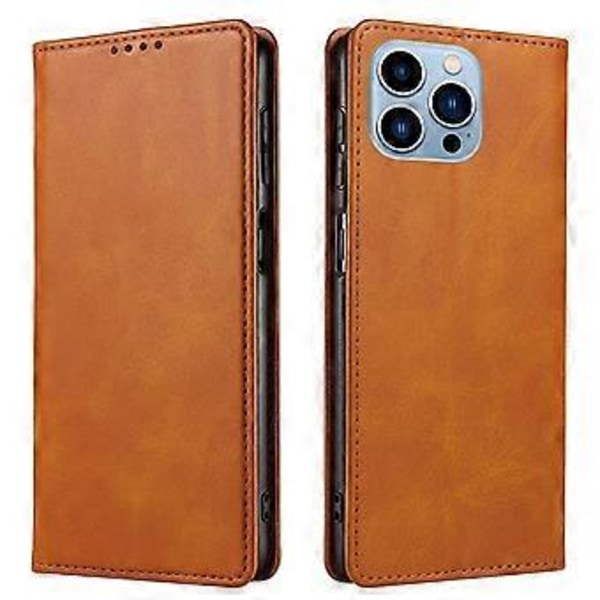 Magnetisk læder telefoncover med stativ til iPhone 14 Pro, kalvetekstur (Style C)