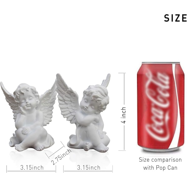 Sæt af 2 Keruber Engle Resin Have Statue Figur, Indendørs Udendørs