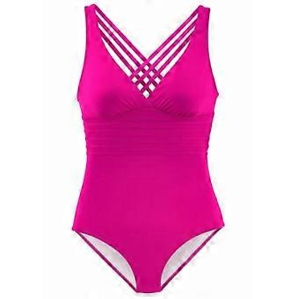Damebadedragt, ét stykke, elegant royal model, V-udskæring, størrelse M, pink
