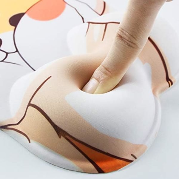 3D-piirretty ergonomisesti muotoiltu hiiren alusta geelirannetuella ja koiran kuviolla