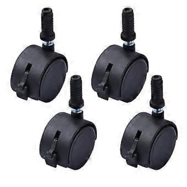 4 st 2 tum Kreativa Swivel Caster Hjul 360 Grader Platta och Lager Kontorsstolshjul Svart
