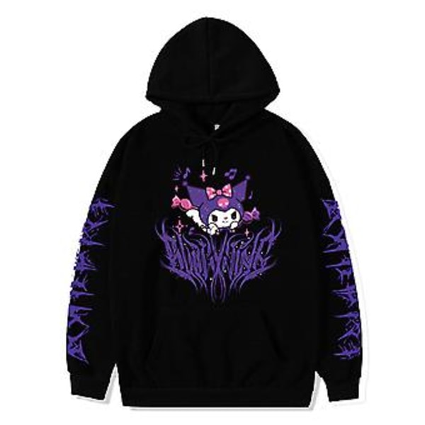 Sød Kuromi Tegneserie Sweatshirt Anime Kawaii Hoodies Trøje Cosplay Kostume Tilbehør Til Kvinder (2XL Sort)