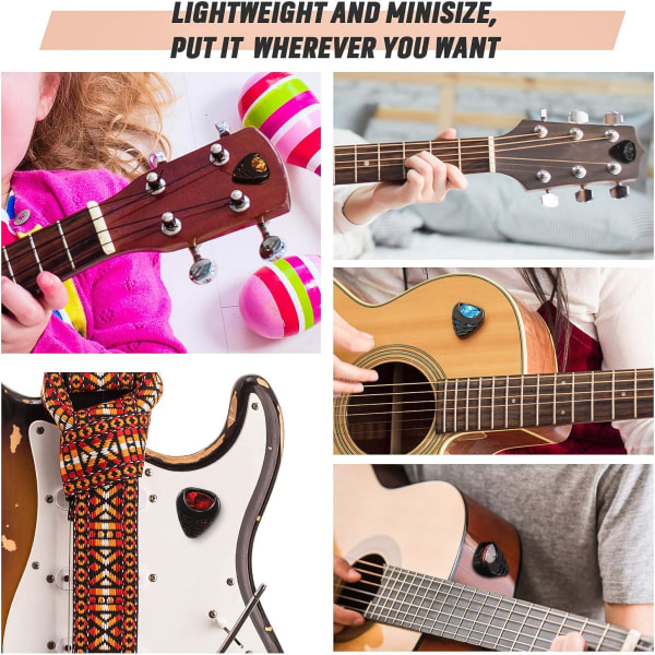6 delar Stick-On Guitar Pick Hållare Svart Plast Pick Holdare Ea