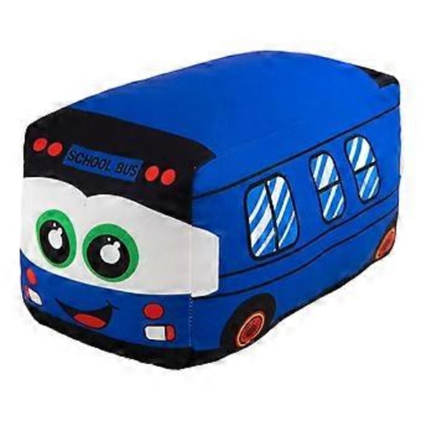 Myk Plysj Skolebuss Utstoppet Billeke Foto Rekvisitter Kosete Dekor Bursdagsgaver Putepute for Soverom Reisebil Sofa (blå 20cm)
