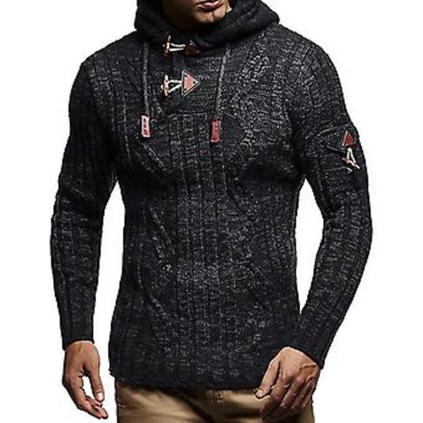 Huvtröja med luva, långärmad, akrylfiber, bekväm stretch, vintertröja för skridskoåkning (M svart)