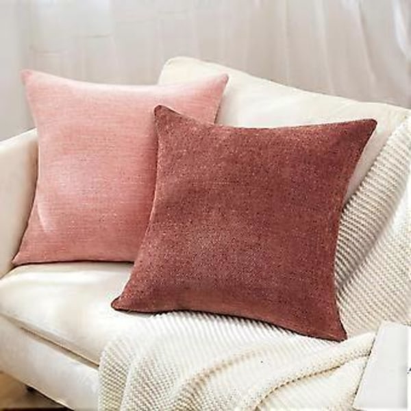 Putetrekk 18x18 tommer Sett med 2 Terrakotta Rust Dekorative Putesett Kvadratisk Aksent Putetrekk for Sofa Stue Landsted Hjem