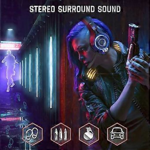 Spelheadset för PS4 PS5 Xbox One Switch PC med brusreducerande mikrofon, djup bas och stereoljud