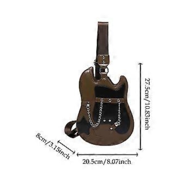 Axelväska för kvinnor, lättviktsgåva, gitarrformad crossbody-väska för födelsedag, arbete (brun)