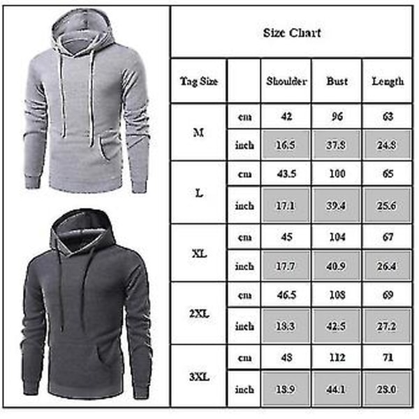 Herr Enfärgad Slim Fit Långärmad Tröja med Huva Casual Pullover Toppar (M Ljusgrå)