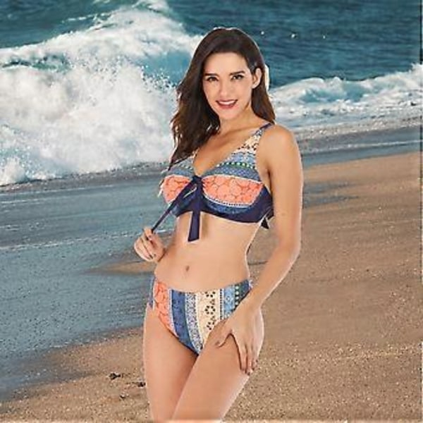 Naisten Bikinisetit Kaksiosainen Uimapuku Korkeavyötäröinen V-kaula-aukkoinen Uimapuku Seksikkäät Bikinit (M)