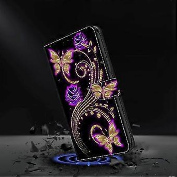 For Galaxy A52 4G Telefondeksel (Lilla Blomster/Sommerfugler)