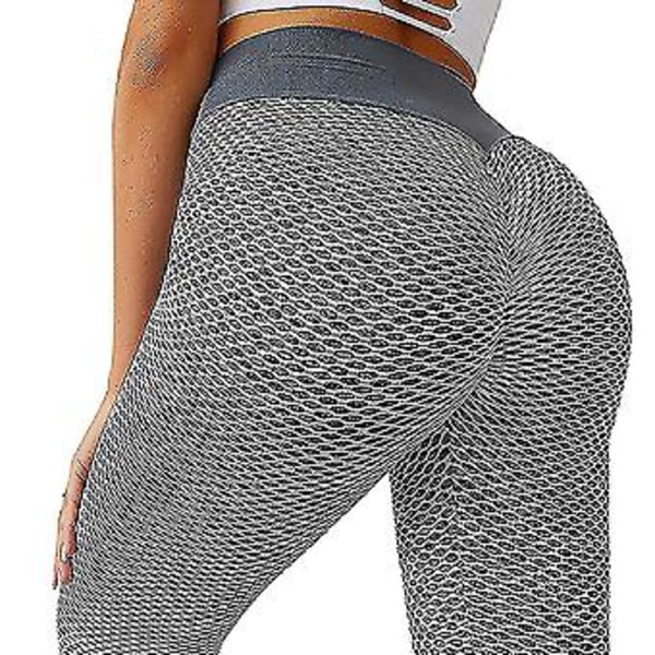 Tik Tok Leggings Dame Yoga Leggings Gym Anti-cellulite Fitness Butt Lift Bukser (L Lysegrå)