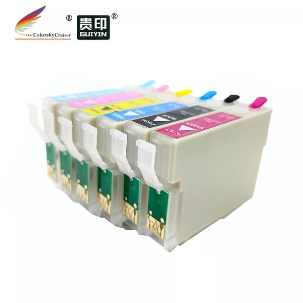 (rce811-816) Refillable Refill Ink Cartridge For Epson T0811-t0816 81 Stylus 1410 R270 R290 Rx590 Rx610 Bk/c/m/y/lc/lm
