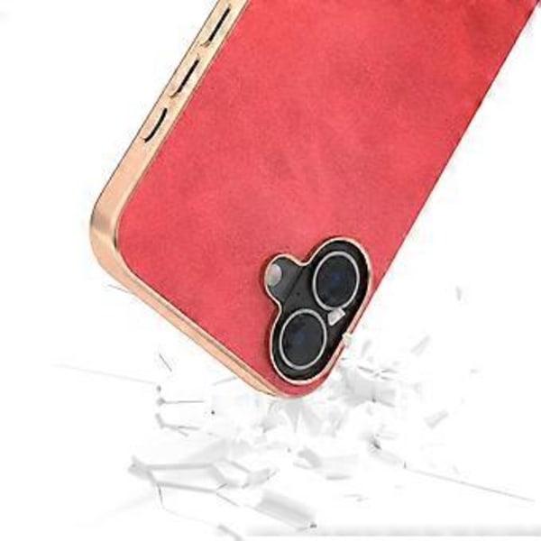 Skal till iPhone 16 Plus Elektropläterat Telefonskal Nappa Textur PU+TPU Skyddsskal (Stil C)