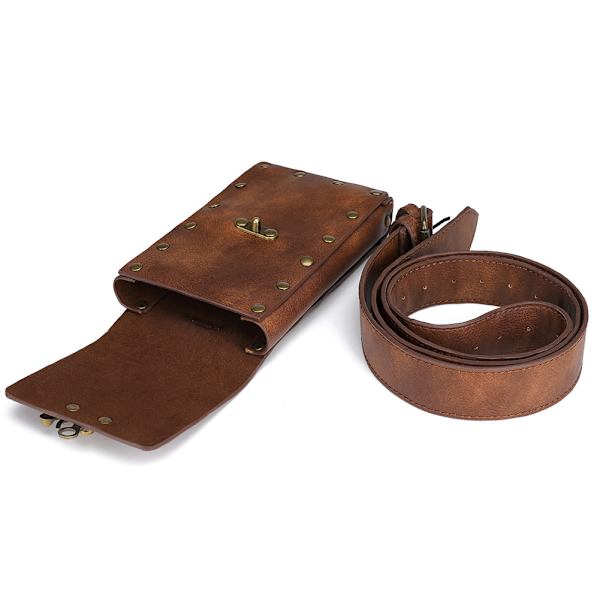 Punk Kvinders Taske Retro Brun Udendørs Mobiltelefon Mynt Mini Tasker Taske Sport Casual Mini Talje Taske