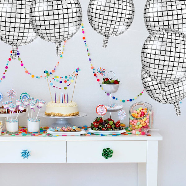 5 Styk 22 Tommer 4D Discokugle Balloner Store Laserfolie Balloner