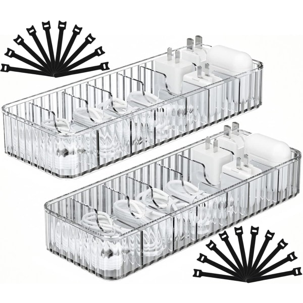 Cable Storage Boxes Organizers 2 Pack,Cord Charger Storage Organ