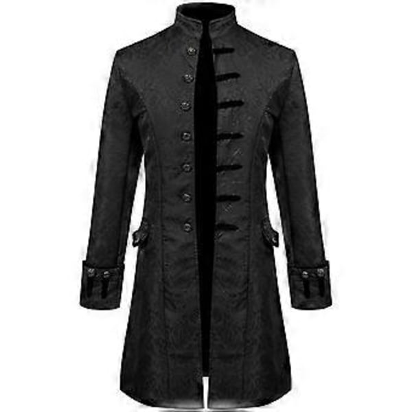 Miesten Takit Keskiaikainen Steampunk Vintage Takki Gootti Victorian Takki Karnevaali Cosplay Puku _a(4XL Musta)