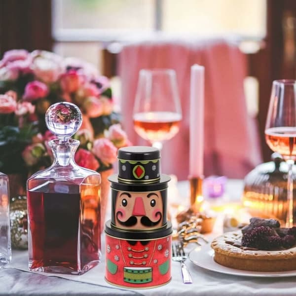 (2 stk) Julekakebokser Nesting Snømann Tinplate Godteriboks