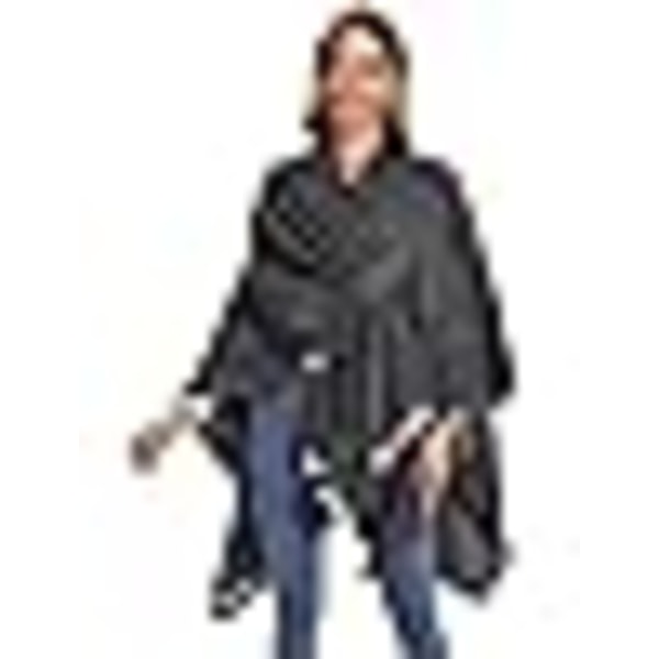 Poncho Dame Vinter Varmt Elegant Poncho Teppe Poncho Kappe Strikket Poncho Frakk Vinter Poncho Sjal Kvinne Gave til Bursdag Jul