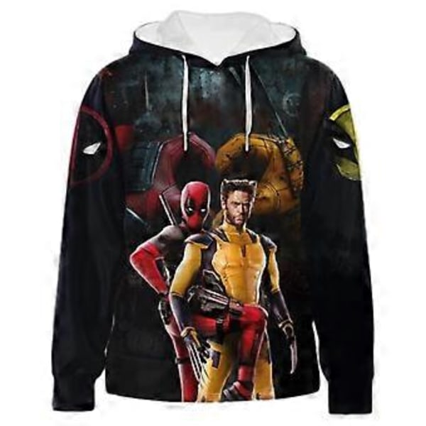 Voksen Mænd Deadpool & Wolverine Kostume Hoodie 3D Print Casual Sweatshirt Trøje Med Hætte Trøje Topper (3XL)