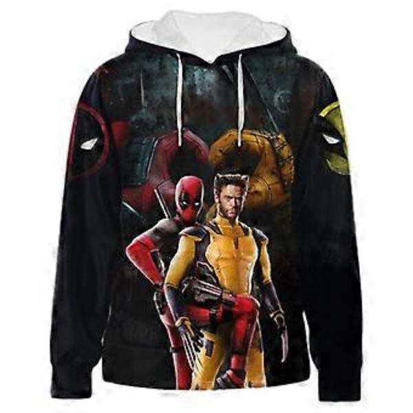 Voksen Menn Deadpool & Wolverine Kostyme Hoodie 3D Trykk Casual Genser Pullover Hettestrikket Topper (M)