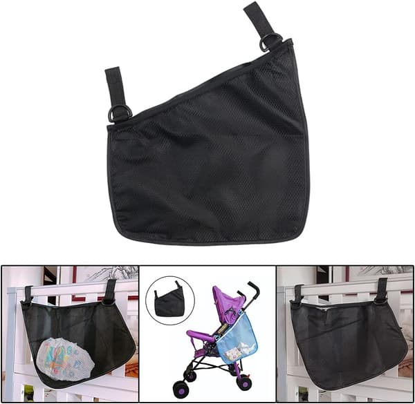 Svart Universal Multifunksjonell Buggy Net Bag Baby Stroller Side Ha