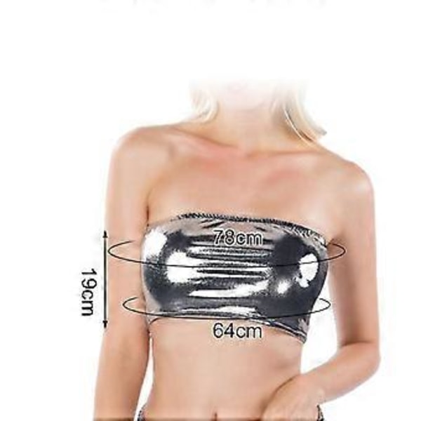 Bandeautopp uten stropper for kvinner, for kvelder ute, scene, magedans, kostyme (Grå)