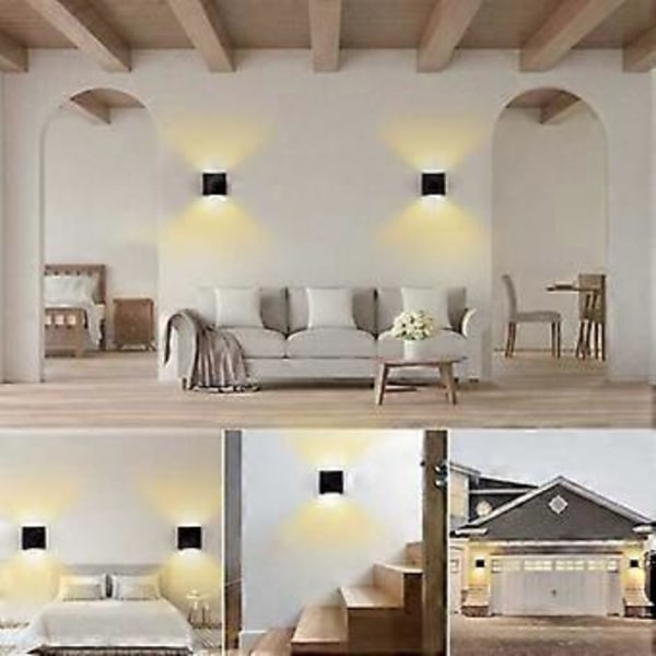 Sæt med 2 Væglamper 12W LED Moderne Indendørs Soveværelse, Justerbar Up and Down Design Lampe, Aluminium LED Væglamper Sort til Værelse