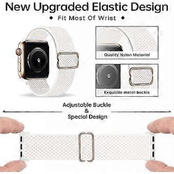 Stretchbar Solo Loop-armband Kompatibel med Apple Watch Band 38mm 40mm 41mm 42mm 44mm 45mm, Stretch Flätat Sport Elastiskt Nylon Armband för Kvinnor Män