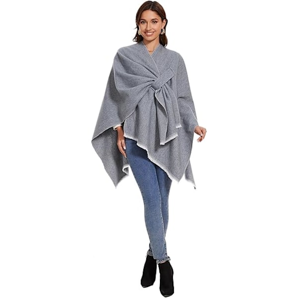Elegant sjal med åpen front for kvinner, myk poncho, egnet for vår, høst og vinter