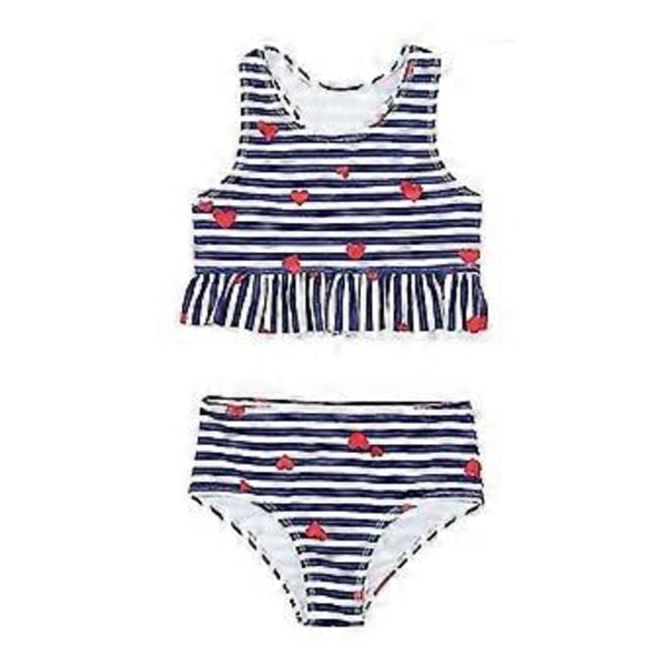 Badkläder Barn Baddräkt Delad Flickor Koreansk Stil Randig Snabbtorkande Söta Flickor Hög Midja Bikini Flera Storlekar Tillgängliga(6 )