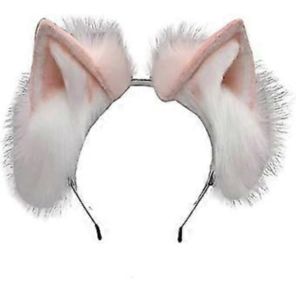 Kawaii Rev Hårbånd med Katteører Hårklipp Katter Cosplay (Rosa Hvit Hårbånd)