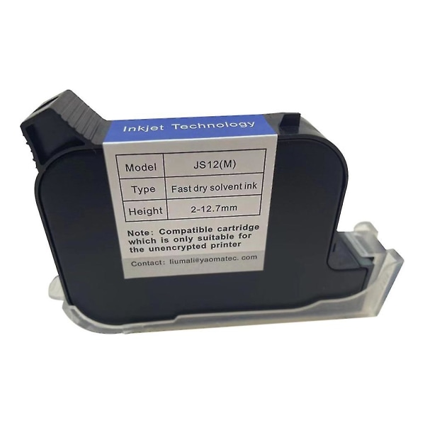 Js12m 12.7mm Quick Dry Handheld Inkjet Ink Cartridge For Unencrypted Printer