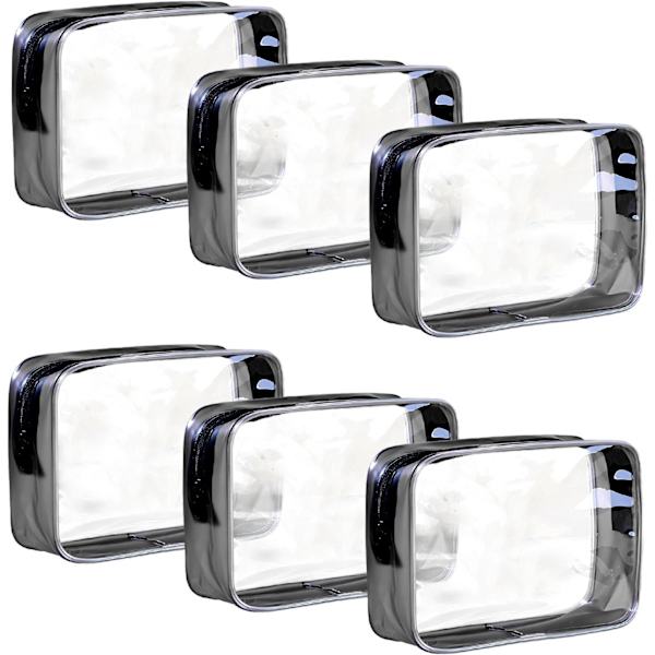 6 st transparenta pennfodral, necessär för resor, transparent