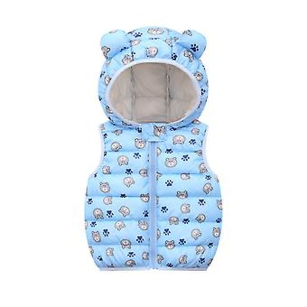 Babyärmad Bomullsjacka Bekväm Tjock Casual Jacka För Barn Pojke Ytterkläder (120cm Beae Head Orchid flower-eared Väst)