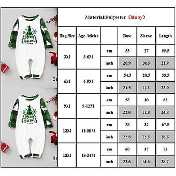 Julepyjamas for familien - matchende pyjamas til pappa, mamma, datter og sønn - julepyjamas til natt og fest (12 måneder spedbarn)